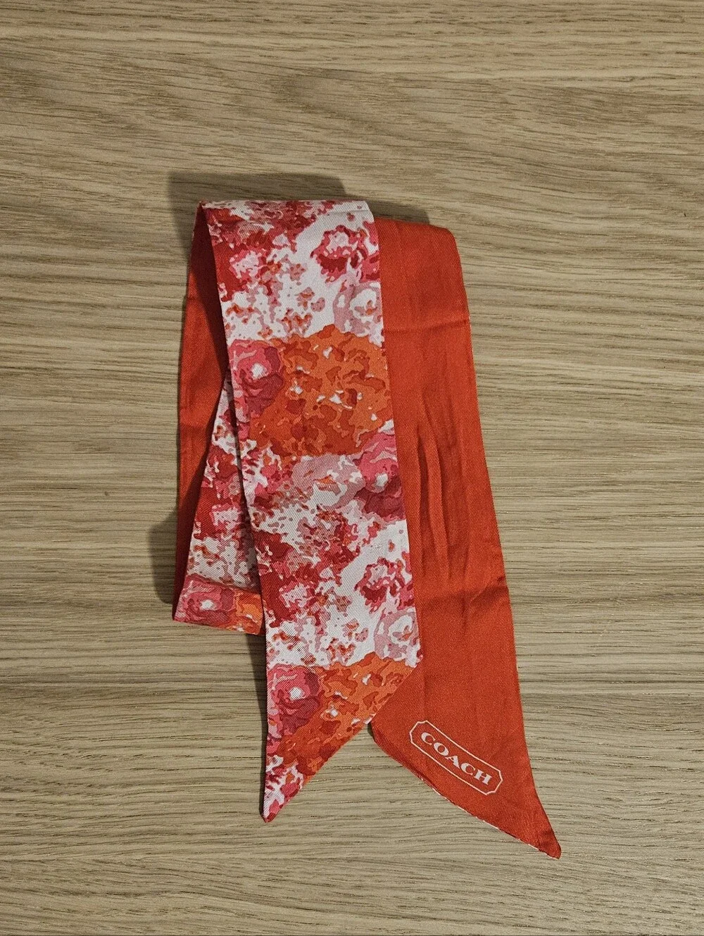 Coach Coral and Pink Silk Headband/Scarf